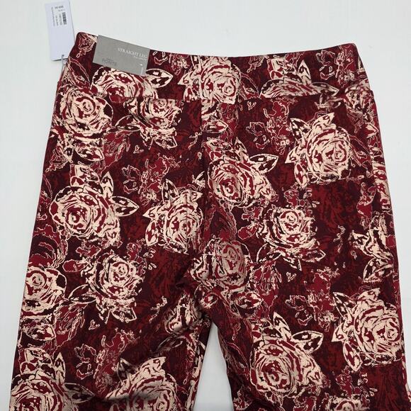 Soft Surroundings Pants Perfect Ponte Straight Leg Floral SZ L Red Gold Serrano - Picture 4 of 8